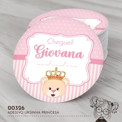 Adesivo Personalizado Ursinha Princesa - 00326