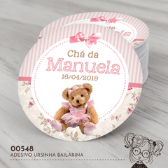 Adesivo Personalizado Ursinha Bailarina - 00548