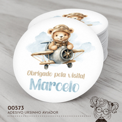 Adesivo Personalizado Ursinho Aviador - 00573