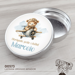 Latinha Personalizada Ursinho Aviador - 00573