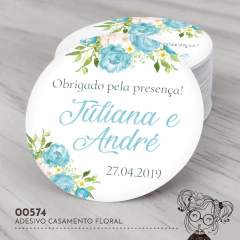 Adesivo Personalizado Casamento Floral - 00574