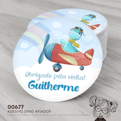 Adesivo Personalizado Dino Aviador - 00677