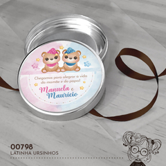 Latinha Personalizada Ursinhos Gêmeos - 00798 - comprar online