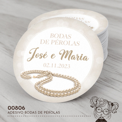 Adesivo Personalizado Bodas de Pérolas - 00806