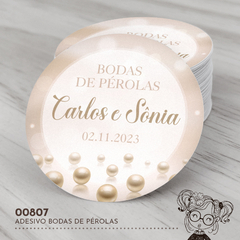 Adesivo Personalizado Bodas de Pérolas - 00807
