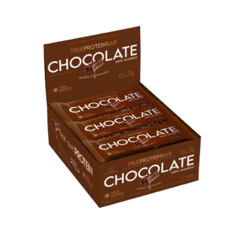 True Protein Bar Chocolate Meio Amargo Caixa c/ 12 Unidades True Source