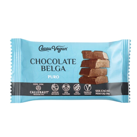 Chocolate Belga 55% Cacau Puro Cacau Vegan 30g