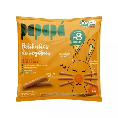 Palitinhos de Vegetais Cenoura e Grão-de-Bico Papapá 20g