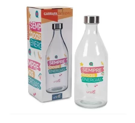 Garrafa de Vidro 1L - Sempre Boas Energias