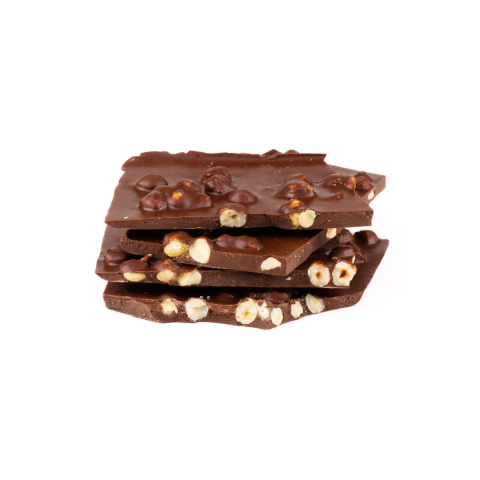 Lascas 55% Cacau ao Leite de Coco com Avelã Caramelizada Moselle 100g