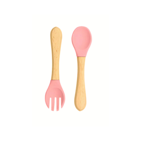 Conjunto de Talheres Silicone Madeira Rosa Ecokitchen