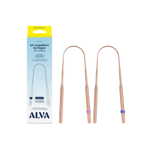 Kit Raspador de Lingua de Cobre Alva + Identificador de Raspador