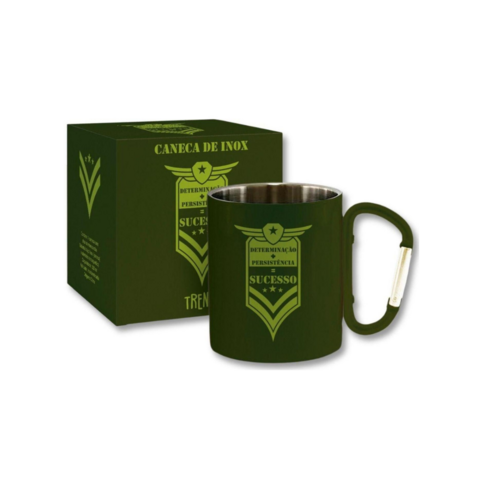 Caneca de Inox Mosquetão Determinação Verde 220ml