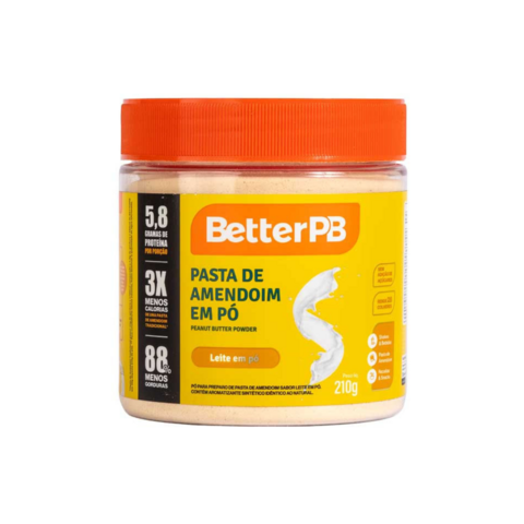 Pasta de Amendoim em Pó Sabor Leite em Pó BetterPB 210g