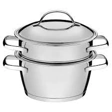 Cuscuzeira Tramontina Allegra em Aço Inox com Fundo Triplo 2 Peças