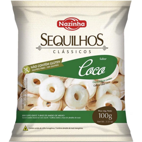 Sequilhos Coco Sem Glúten Nazinha Clássicos 100g