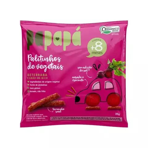 Palitinhos de Vegetais Beterraba e Grão-de-Bico Papapá 20g