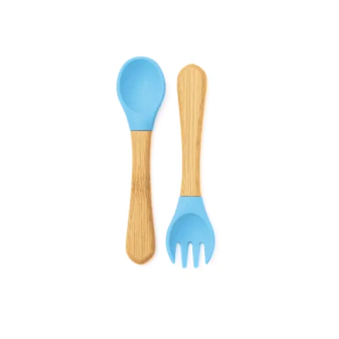 Conjunto de Talheres Infantil Silicone Azul Ecokitchen