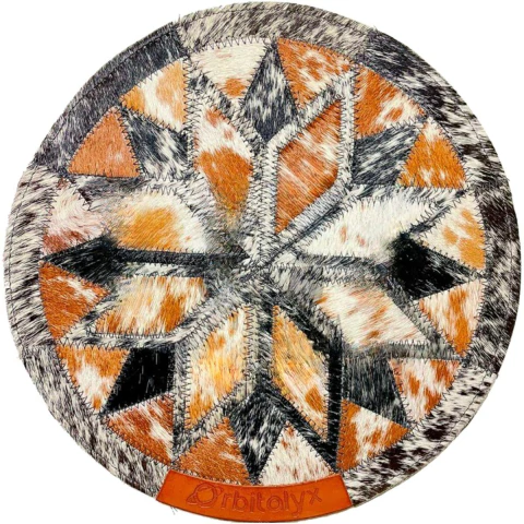 Tapete Orbitalyx Sirius Em Couro Artesanal Grande - Malhado - comprar online