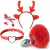 Kit com Plug Anal, Tiara de Rena/Alce, Grampos para Mamilos e Gargantilha