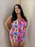 Pijama Americano de Botões Alcinha de Suede Stitch Divertido Colorido Plus Size