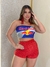 Conjunto Carnaval Red Bull Top Poliamida + Short Lurex