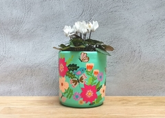 Matera 15 cms pajaros y flores con planta