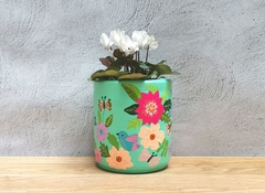 Matera 15 cms pajaros y flores con planta en internet