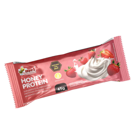 Barrinha de proteína sabor Morango Santa Barbara 45G