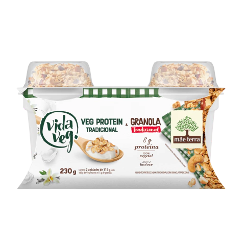 Iogurte vida Veg vegprotein pote tradicional com granola 230g