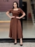 Vestido Midi com Laço Marrom Café