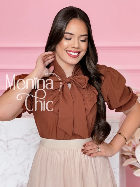 Blusa Laço com Babados Terracota - comprar online