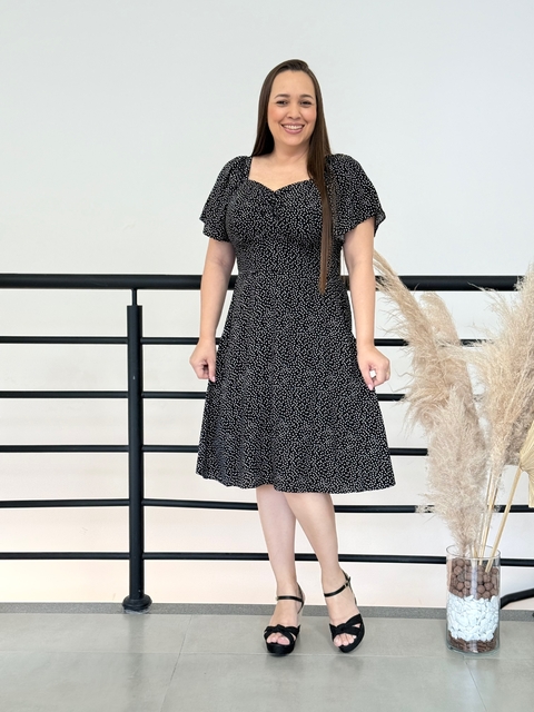 Vestido Stela poá preto - comprar online
