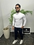 Camisa masculina meia estação gola media branca