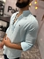 Camisa masculina bata manga longa azul bebê - Estilo Patrones