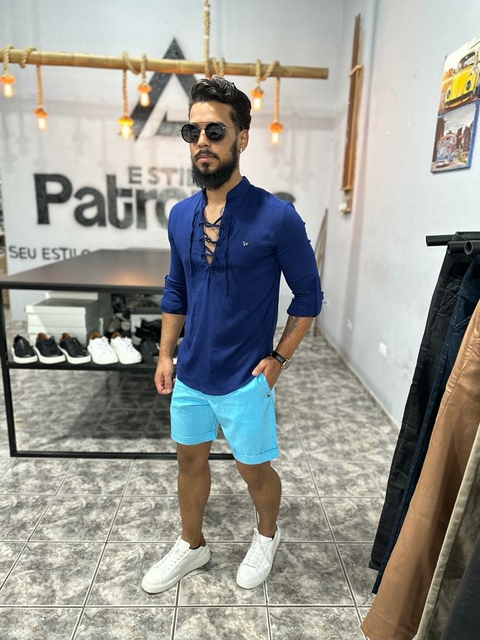 Camisa masculina bata manga longa