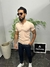 Camiseta Masculina Henley Bege