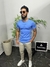 Camiseta Masculina Henley azul
