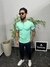 Camiseta Masculina Henley verde mar