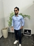 Camisa Masculina Manga longa linho azul mescla