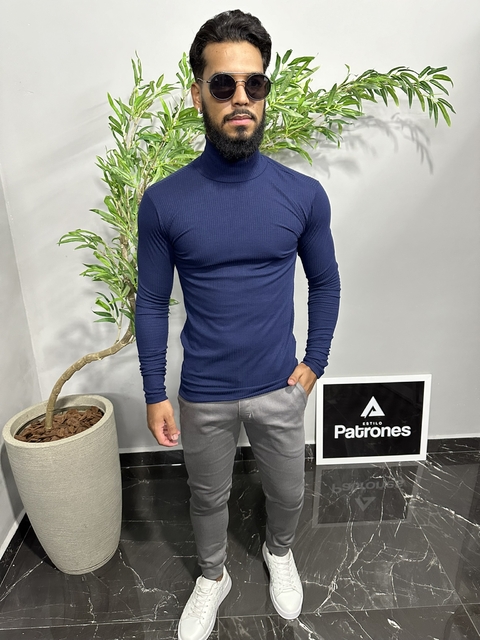 Camisa Gola Alta Masculina Manga longa