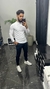 Camisa masculina meia estação gola media branca