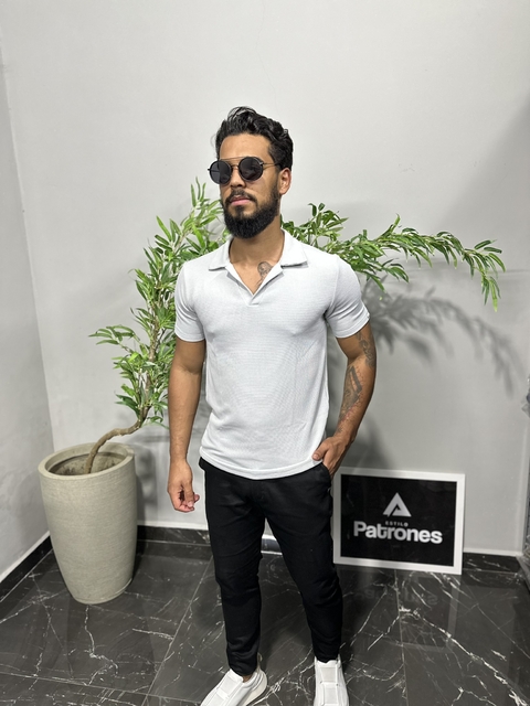 Camisa polo masculina cinza