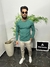 Suéter masculino verde mar detalhes em relevo - loja online