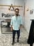 Camisa masculina bata manga longa azul bebê na internet