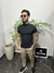 Camiseta masculina Gola média Preta