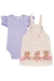 Conjunto infantil kukiê de Body em Canelado e Salopete em Moletom Linho - comprar online