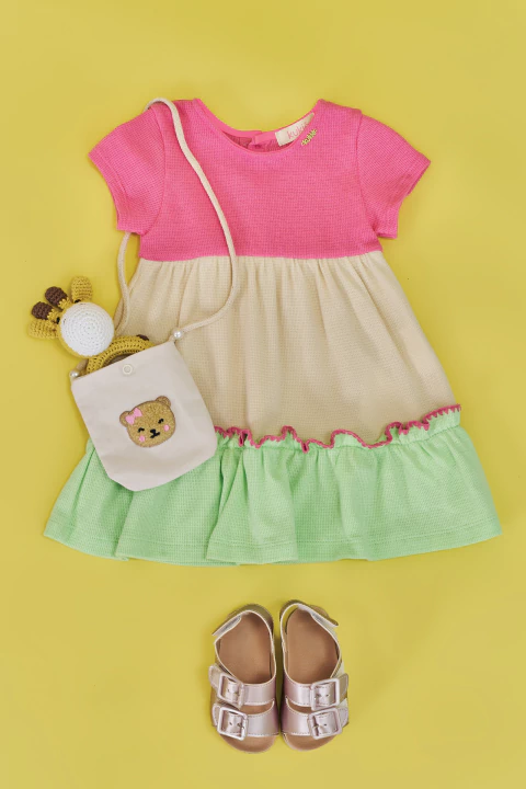 Vestido infantil kukiê em malha, acompanha bolsa - 85127 - comprar online