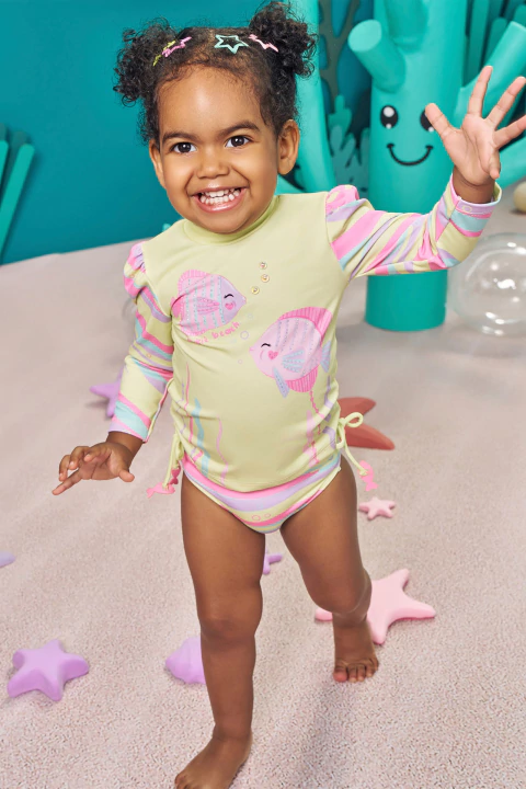 Biquíni infantil kukiê de blusa e calcinha em malha proteção UV50+ 83717