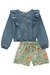 Conjunto kukie de Boxy em Jeans com Elastano e Short - Kukie - Juaninha Store - Roupa infantil feminina